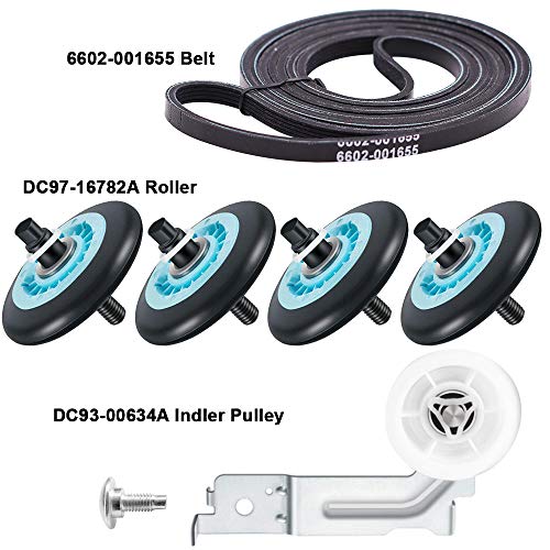LEBOO Dryer Repair Kit for Samsung Dryer Belt Maintenance kit Include DC97-16782A Roller DC93-00634A Indler Pulley and 6602-001655 Belt Replace AP5325135 AP4373659 AP6038887 PS4221885 PS4133825 (Kit)
