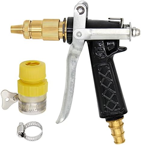 Alisan High Pressure Car Washer Gun Metal Spray Nozzle for Garden Hose, All in 1 Brass Nozzle with 5 Watering Patterns (Car Washer Nozzle)