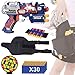 EXSPORT Blaster Gun with Tactical Waist Bag Holster, Paper Shooting Target, Refill Foam Bullet Darts 30PCS and Hand Wrist for Blaster Gun Compatible with Nerf Guns N-Strike Elite Series