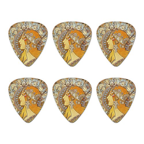 Zodiac Alphonse Mucha Art Nouveau Novelty Guitar Picks Medium Gauge - Set of 6