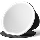 Cosmetic Mirror with Lighting, Folding Travel Mirror with Multiple Standing Angles, Illuminated Makeup Mirror with Touch Control adjustable Lighting for Home, Bathroom and Travel (Black, Medium)