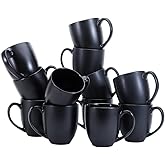 �鶹�� Basics 12-Pack Matte Black Ceramic Coffee Mug, 16 Ounces, Microwave-Safe, Stoneware, Commercial-Grade