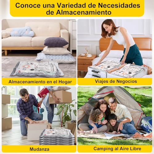 MEKOTRIN Bolsas de Almacenamiento de Vacío Bolsas de Compresión de Vacío Espesas con Bomba de Aire Eléctrica Inalámbrica Negra para Viajar a Casa (4 Grandes + 4 Medianos + 4 Pequeños)