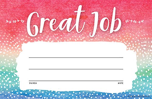 Teacher Created Resources Watercolor Great Job Awards, 8.5" x 5.5"