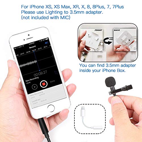 Lavalier Lapel Microphone Set with Shock Mount Universal Video Microphone for iPhone, iPad, iPod Touch, Android-Omnidirectional Mic Perfect for YouTube, Interview, Podcast - Thumbnail 3
