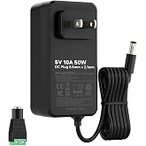BTF-LIGHTING 5V 10A 50W Power Supply Adapter ETL Listed, Class 2 | 100-240V AC to 5V DC Converter Power Supply, 5.5x2.1mm Jack for Low Voltage LED Strip Lights, CCTV, Router, Electronics