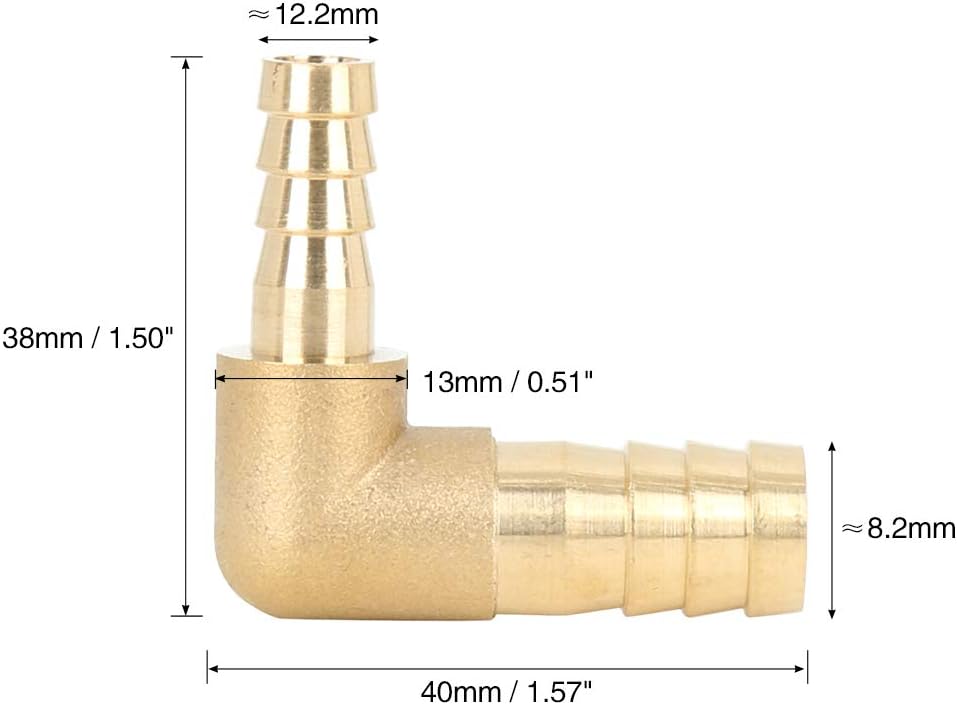X AUTOHAUX 12mm to 8mm Brass Barb Hose Reducer Splicer Fitting for Car - Image 3