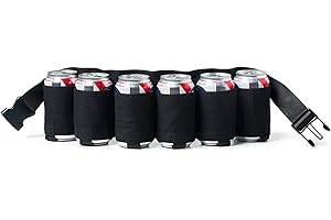 SANSEENIA Beer Belt Holster, Beer Soda Bottle Holder Belts, Drink Can Holder, Adjustable Waist Pack Bag, Holds 6 Cans, Perfect for Parties, Picnics, Hiking