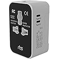 RTS 2 Type C + 1 USB Power Plug Adapter, Universal Travel Adapter, International All in One Worldwide Suitable for 224+ Countries Wall Charger for USA EU UK AUS European Cell Phone Smart Phone Laptop