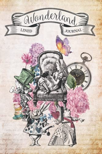 Alice in Wonderland Journal, Lined notebook with illustrations