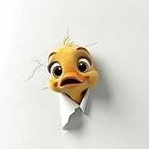 Peeking Baby Duck Car Decal Waterproof Vinyl, 3D Realistic Duckling Peeking on Window, Bumper, Window, Auto Panel, Cute Funny Car Decals for Men Women Girls Boys (Baby Duck)