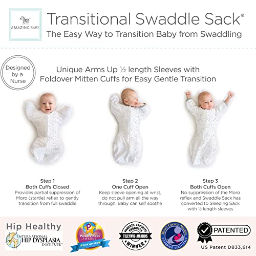 Amazing Baby Transitional Swaddle Sack with Arms Up HalfLength Sleeves