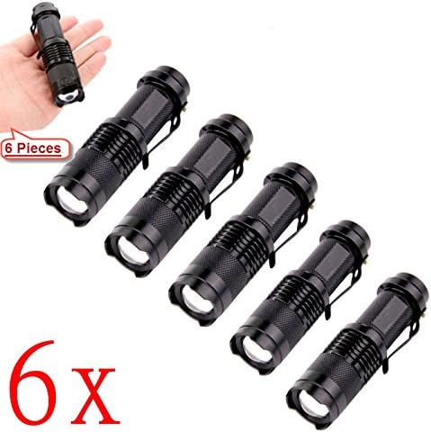 6PCS CREEE Q5 LED Flashlight 7W 1200LM Adjustable Focus Zoom Light Lamp AA/14500