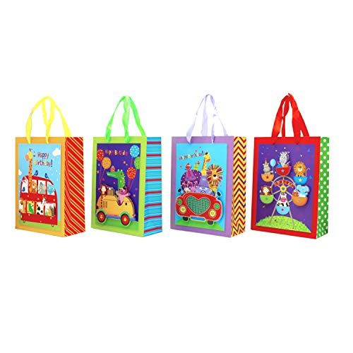 Pure Ponta Safari Party Goodie Bags | 12 Pack of Animal Treat Bags for Kids Jungle Zoo Circus Themed Birthday | 12 Gift Bags with 4 Unique 3D Designs - Thumbnail 7