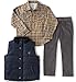 Calvin Klein Baby Shirt, Vest with Button and Corduroy Pants Set, Navy, 12 Months