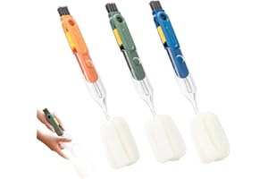 3 PCS 5 in 1 Multifunctional Cleaning Brush Set,Cup lib Clear Brush Bottle Gap Brush Portable Crevice Cleaning Brush Set
