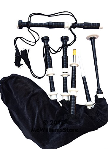 McWilliams PROFESSIONAL SCOTTISH HIGHLAND BAGPIPE IVORY MOUNTS VELVET TARTEN AND BAG