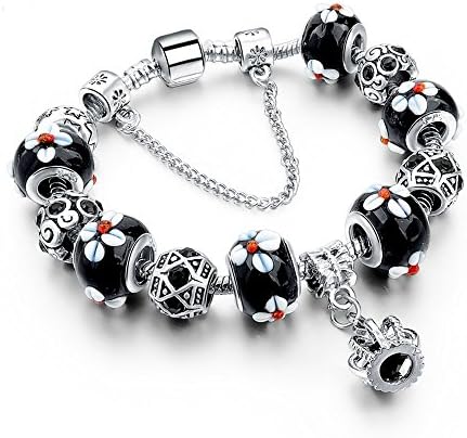 Dandonri Vintage Silver Charm With Royal Crown Pendant Bracelet &amp; Bangle for Women