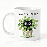 SRWNFOS Crazy Cat Daddy Double-Sided Ceramic Mug, Funny Black Cat Mug for Men, Cats Daddy Coffee Cup, Christmas Birthday Gifts for Husband Kitten Dad, Father's Day Thank You Gifts for Pet Owner