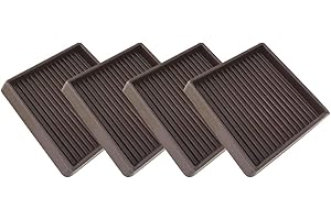 3X3 Square Rubber Furniture Caster Cups, TL-JIYPU Caster Cups with Anti-Sliding Floor Grip 4 PCS, Ideal Furniture Coasters, Floor Protectors Brown, Non Skid Furniture Pads, Rubber Furniture Cups