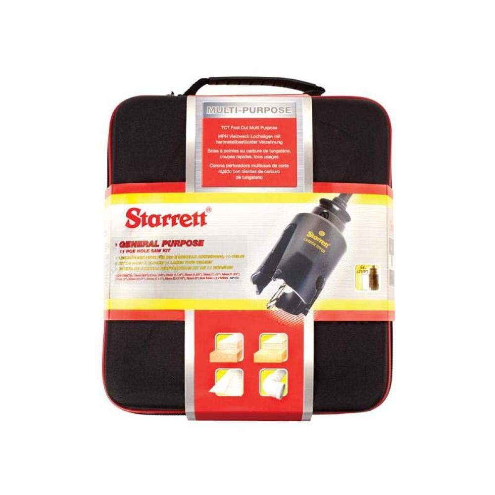 Starrett Tungsten Carbide Tipped Holesaw Kit, 13 Piece, Multi Purpose Cut TCT Hole Saw Cutter Kit with Arbors Set - Image 3