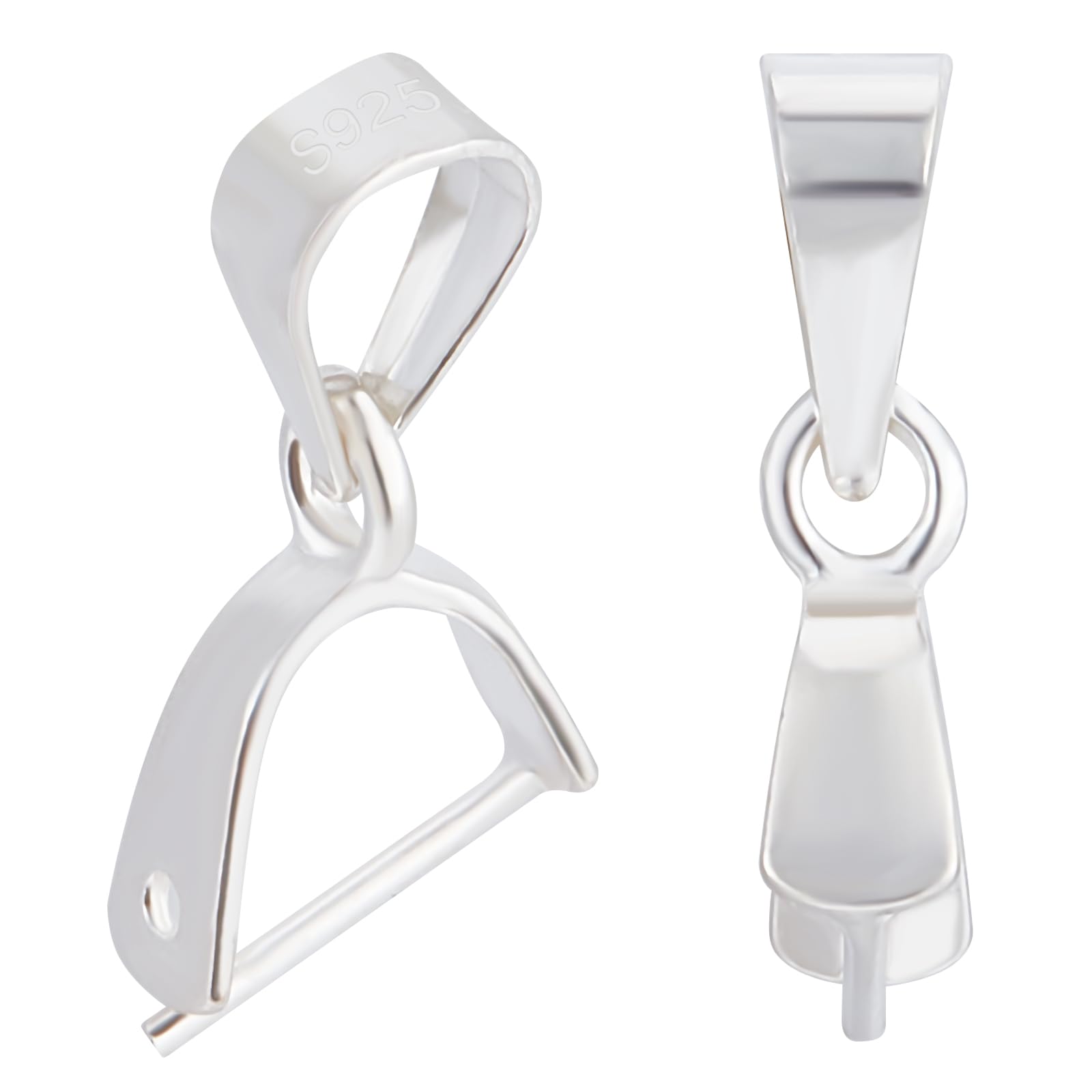 Beebeecraft 1 Box 10Pcs Ice Pick Pinch Bails 925 Sterling Silver Charms Clasps Dangle Pendant Connector for DIY Christmas Party Favor Halloween Earring Necklace Jewellery Making