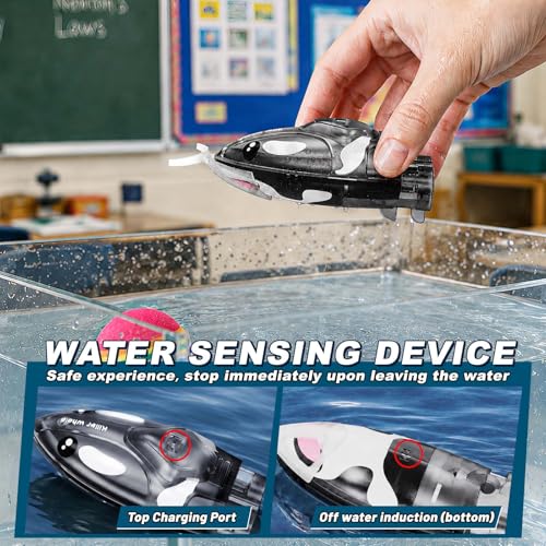 Set of 2 RC Mini RC Boat with Flashing Lights, Game with Foam Ball, 360° Rotation & 2 Speeds, Inflatable Pool Included, Water Toy Gift Boy Girl
