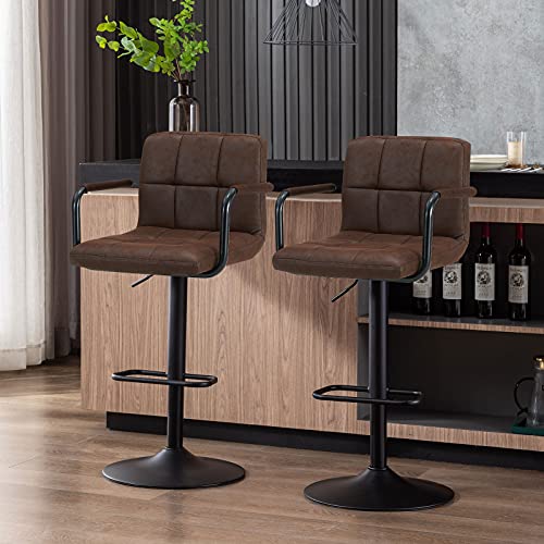 Duhome Breakfast Swivel Bar Stools, Square Swivel Adjustable Height Bar