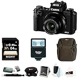 Canon PowerShot G5 X 20.2MP Digital Camera (Black) with 64GB SDXC Card and Digital Slave Flash Accessory Bundle