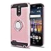 Stylo 3 / Stylus 3 / Stylo 3 Plus Case with HD Screen Protector,Ymhxcy 360 Degree Rotating Ring & Bracket Rubber Dual Layer Shock Bumper Resistant Back Cover for LS777-ZH Rose Gold