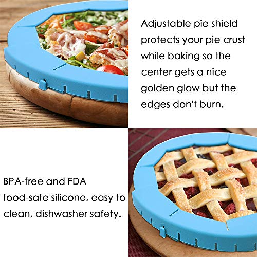 Neepanda Pie Crust Shield Adjustable Pie Crust Protector BPA-free FDA Food Safe Silicone Pie Shield Protector, Fits Any Size Pie 8 to 11.5-inch Including Rimmed Dishes(2 Pack, Red)