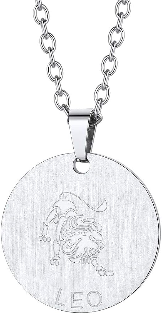 Custom4U Women's Constellation Necklaces-Leo Zodiac Horoscope Jewellery Coin Charm Pendant Astrological Birthday Gifts