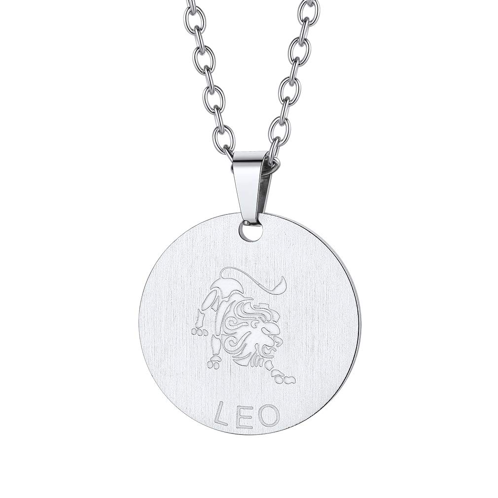 Custom4U Women's Constellation Necklaces-Leo Zodiac Horoscope Jewellery Coin Charm Pendant Astrological Birthday Gifts