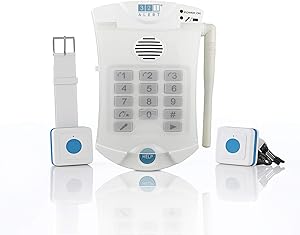 Medical Alert Systems for Seniors No Monthly Fee with Waterproof Help Buttons. Family Caregiver aid. Life Help Alarm System for Seniors Living independently. (1 Pendant 1 Wrist)