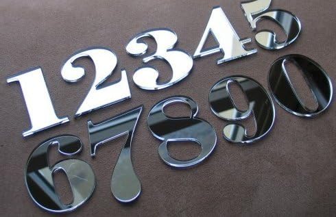 GOLDEAL MODERN MIRRORED HOUSE DOOR NUMBER 0-9 A-D - DIGITS NUMERAL PLATE PLAQUE SIGN FOR HOME (5)