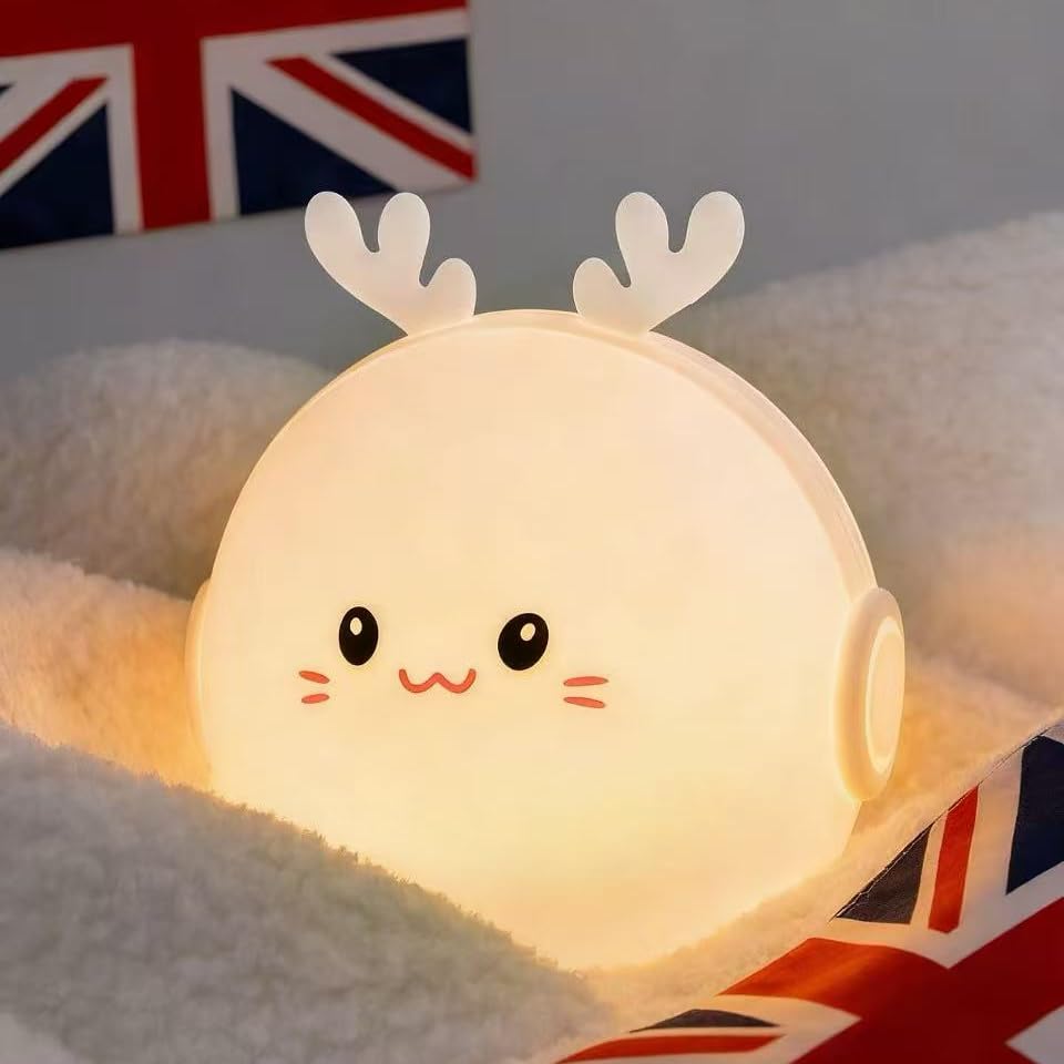 ILLUMYN Night Light Kids, Cute Soft Glow Protect Eyes Deer Night Light Lamp with 30mins Timer Rechargeable Nightlight for Kids Children Women Girls Toddler Bedroom Bedside Livingroom