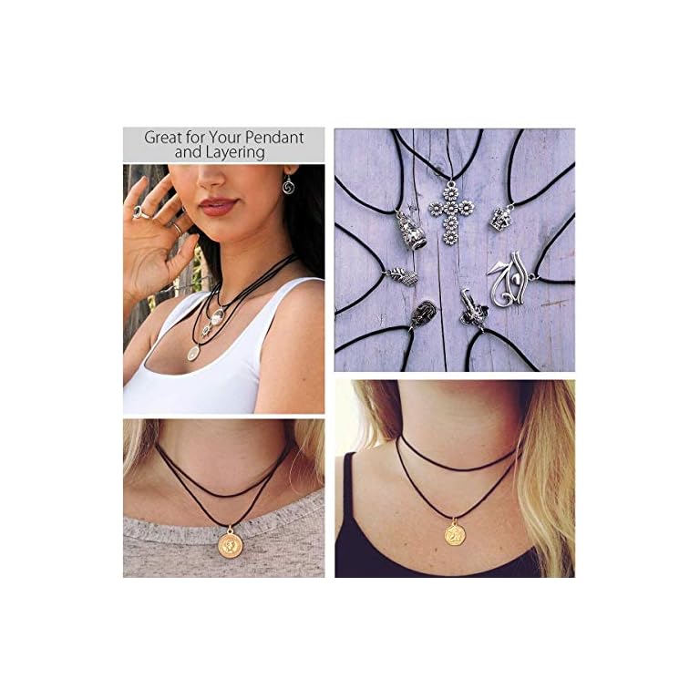 FOCALOOK Halsketting/armband, modieus, kunstleer, collier, waxkoord, ketting, 2 mm/3 mm breed, zwart, gevlochten, leren ketting, gothic, lederen band, met roestvrijstalen sluiting, 40/45/50/55/60/65/70/75 cm, Roestvrij staal, Geen steen