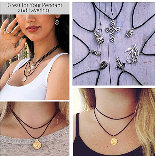 FOCALOOK Halskette/Armband Mode Kunstleder Collier Wachsschnur Kette 2mm/3mm breit Schwarz Geflochten Lederkette Gothic Lederband mit Edelstahl Verschluss 40/45/50/55/60/65/70/75cm – Bild 7