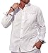 M&B USA Cotton White Long-Sleeve Button Loop Closure Pocket Organic Embroidered Button Down Shirt