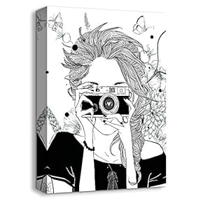 Canvas Wall Art Neighbor Girl Abstract Painting Artwork for Home Prints Framed - 12x18 inches