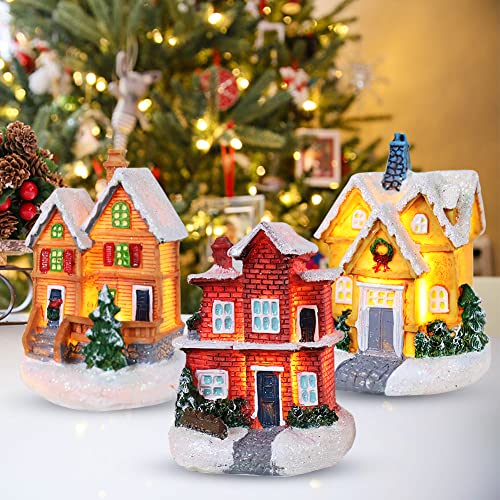 Christmas Village House, Battery Powered Light Up Christmas Scene Village House With LED Warm