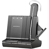 plantronics Savi W745 Wireless Office Headset System With Spare Battery (Renewed)