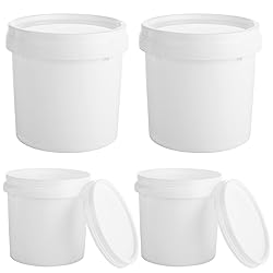 4 Pack White Plastic Pail Plastic Bucket with