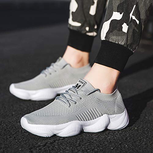 Mens Mesh Breathable Running Sneakers Lightweight Walking Shoes Fitness Lace-Up Athletic Shoes Tennis Racquet Sports Shoes (Gary, 45)