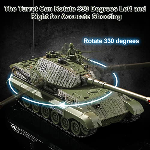 Remote Control Army Tank, 128 RC WW2 German King Tiger Heavy Tank Toy Model with Rotating