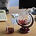 NEX Whiskey Decanter, World Etched Glass Globe Liquor Decanter with Antique Ship inside and Wooden Stand, for Liquor, Bourbon, Vodka or Wine(1000ml)
