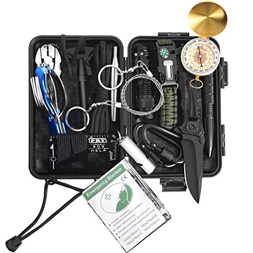 Tolaccea Survival Kit 17 in 1 Survival Gear for Hiking Camping Hunting Fishing Backpacking Travel Adventures