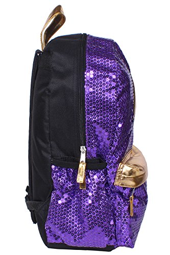 DC Comics Super Hero Girls Batgirl Purple Sequin 16 Backpack and Beanie Set - Image 3