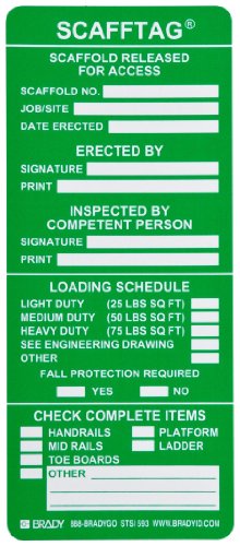 To Buy Cheap Brady SCAF-STSI593 Polyester Scafftag Inspection Brady SCAF-STSI593 Polyester Scafftag Inspection