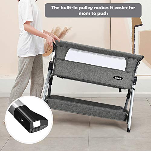 INFANS Baby Bedside Crib, Newborn Sleeper w/Large Storage Basket